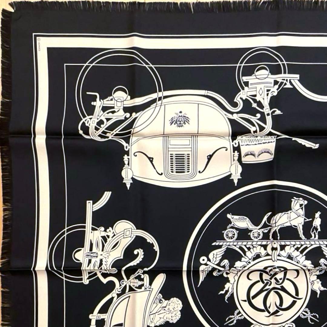 大人気 極美品 エルメス シルクスカーフ カレH80 フリンジ エクスリブリス