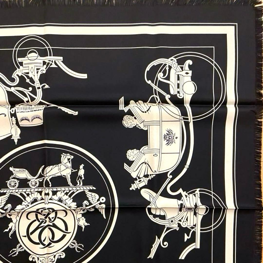 大人気 極美品 エルメス シルクスカーフ カレH80 フリンジ エクスリブリス