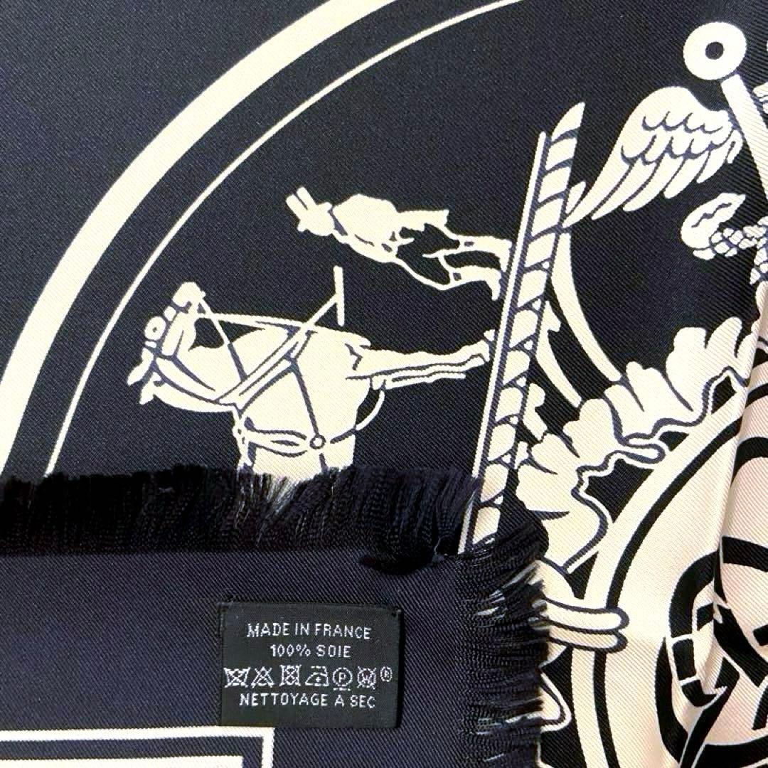 大人気 極美品 エルメス シルクスカーフ カレH80 フリンジ エクスリブリス