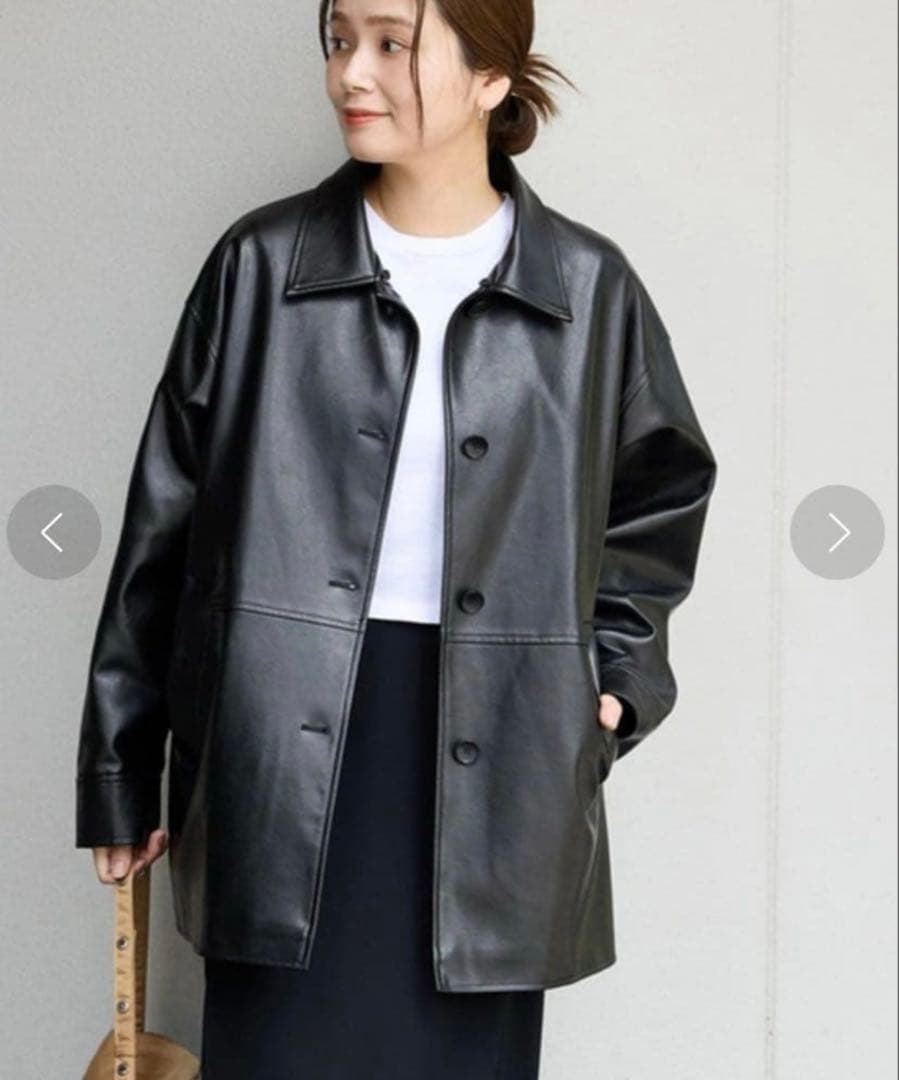 journalstandardウォッシャブルフェイクレザーファー襟付カバーオール