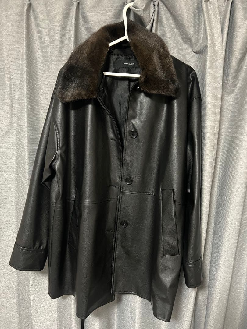 journalstandardウォッシャブルフェイクレザーファー襟付カバーオール