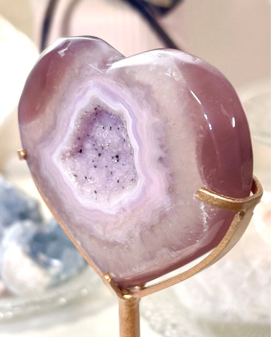 最終値下げ　高品質　ハート　笑口　ピンク瑪瑙　アゲート　ピンクアメジスト好きに