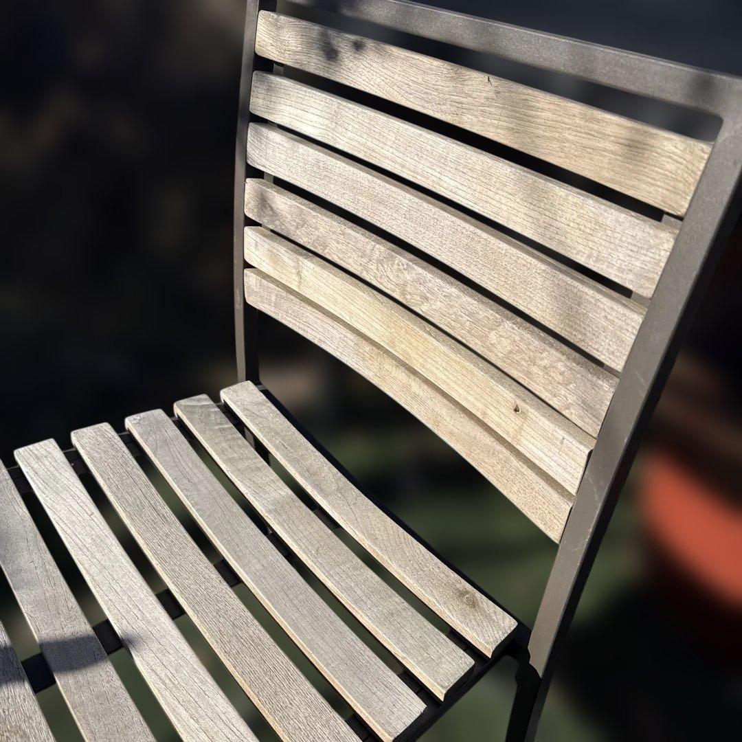 ガーデンチェア 木製スラットデザイン 2 点セート