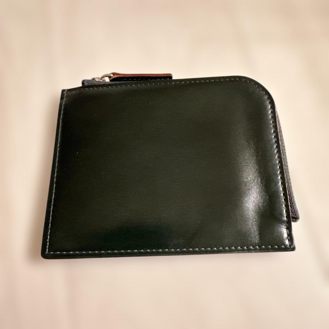 土屋鞄　コードバンLファスナー　ダークグリーン
