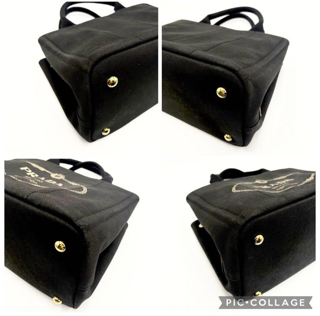 人気✨PRADAトートバッグ 2way カナパ Sサイズ 黒 ゴールド金具