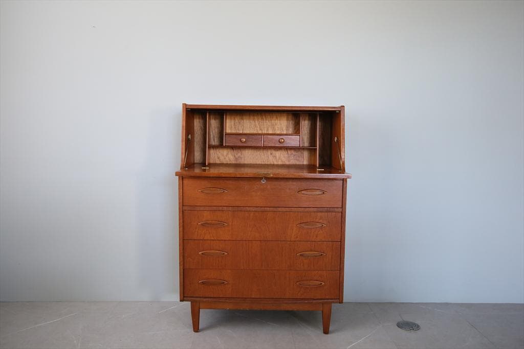 英国アンティークチーク古木ライティングビューロー/木製デスク/勉強机(91-94