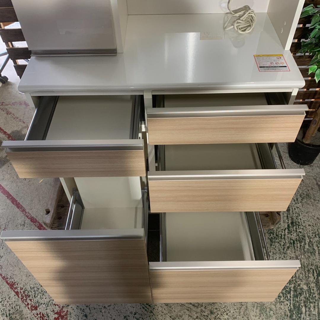 J834 パモウナ 食器棚 幅90cm キッチンボード キャビネット