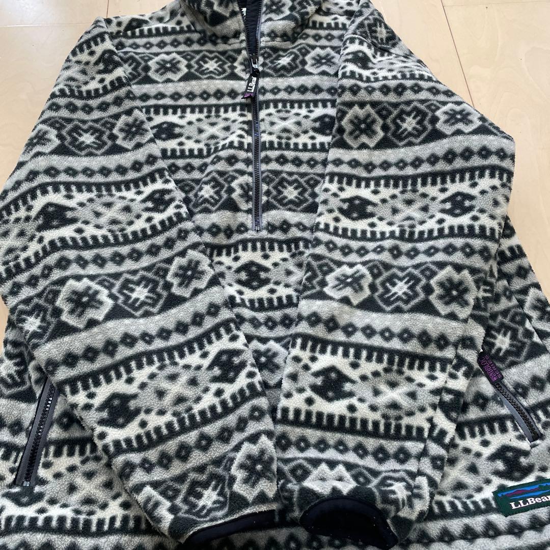 エルエルビーン フリース ハーフジップ ポーラテック プルオーバー 総柄