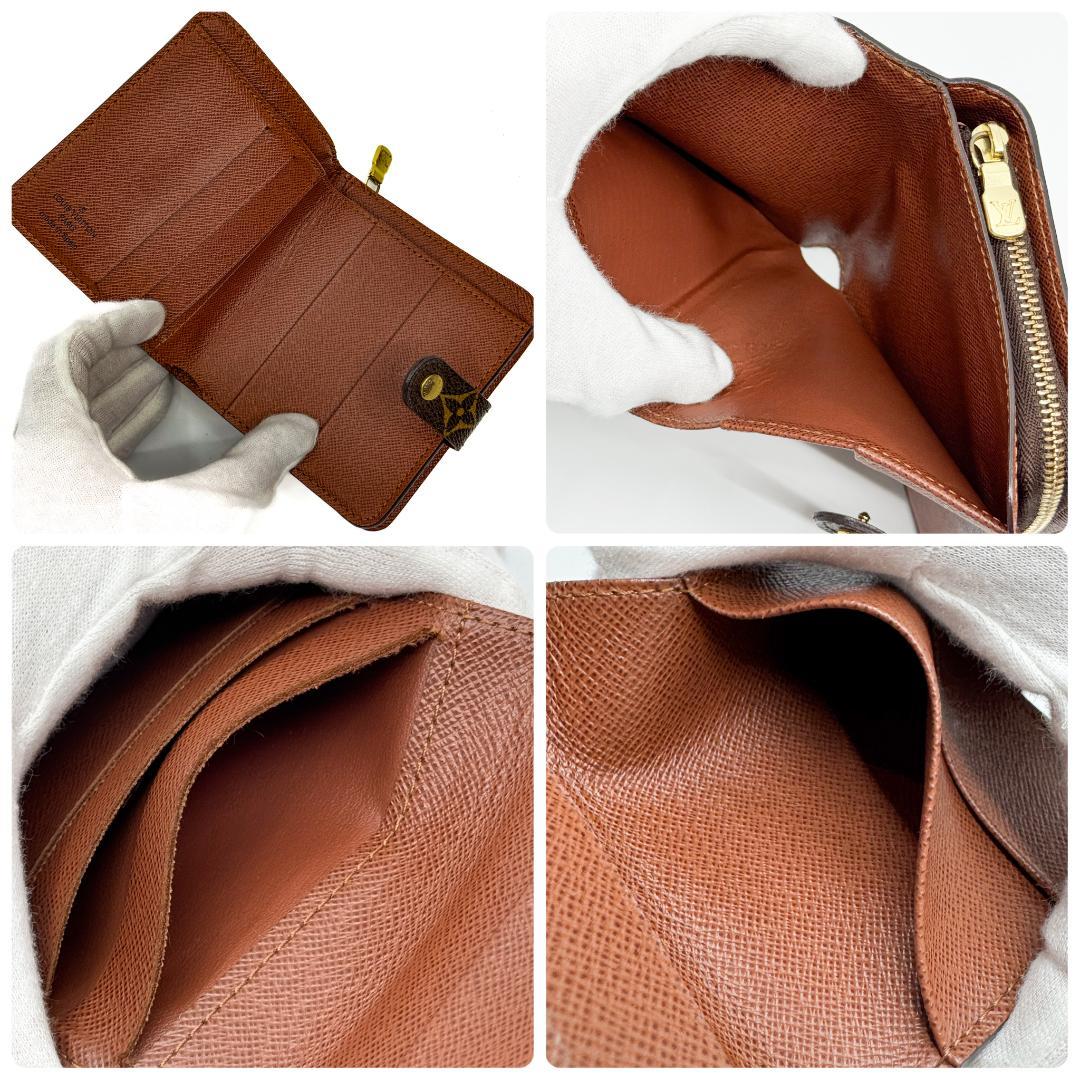 【美品】ルイヴィトン モノグラム コンパクトジップ 二つ折り財布 ブラウン