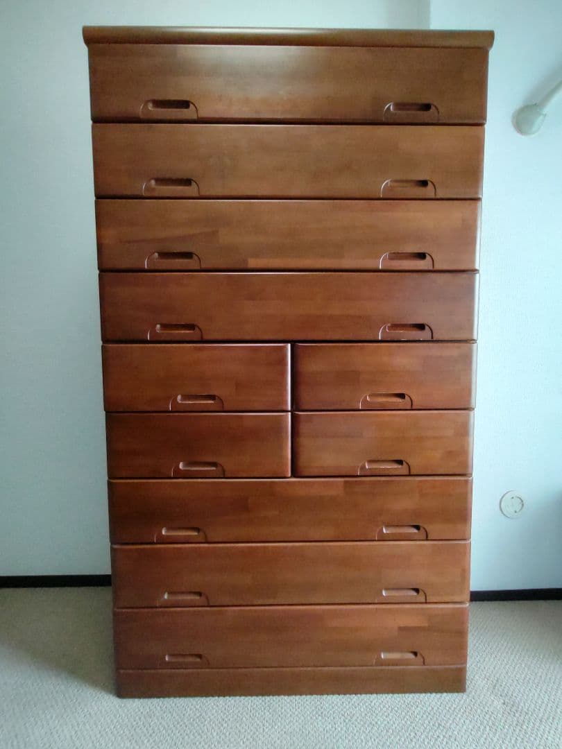 高さ174センチ　トールチェスト　ブラウン 木製 9段