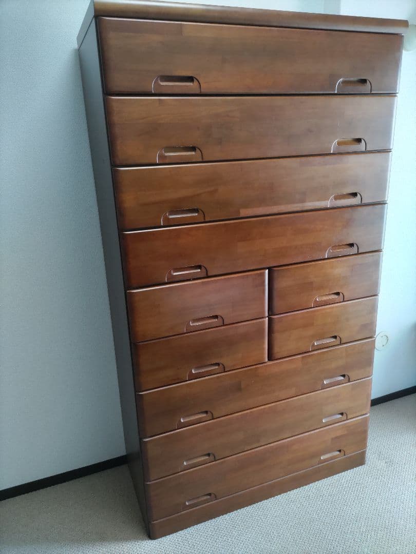 高さ174センチ　トールチェスト　ブラウン 木製 9段