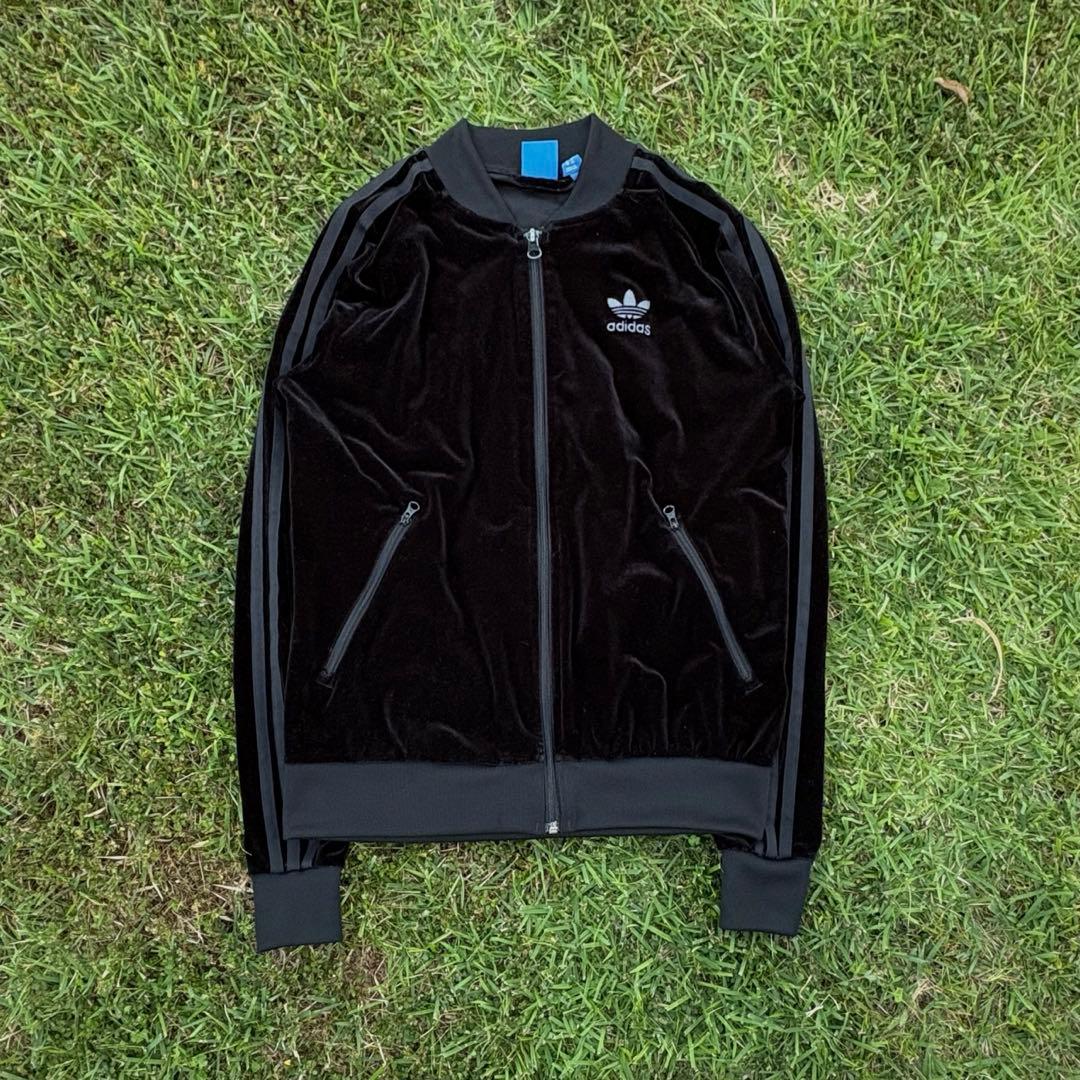 adidas トラックジャケット ジップ 黒 平成 y2k ベロア