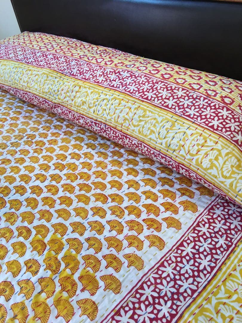 インド　ブロックプリント　マルチカバー  ベットカバー