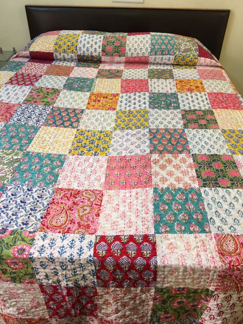 インド　ブロックプリント　マルチカバー  ベットカバー