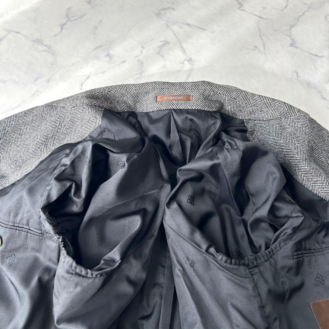 美品✨　 カシミヤ混✨　ジバンシー　ステンカラーコート　ヘリンボーン　ロゴボタン