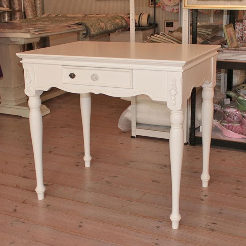 鍵付きデスク 幅80cm クラシカル 机 白家具 お洒落 256-178