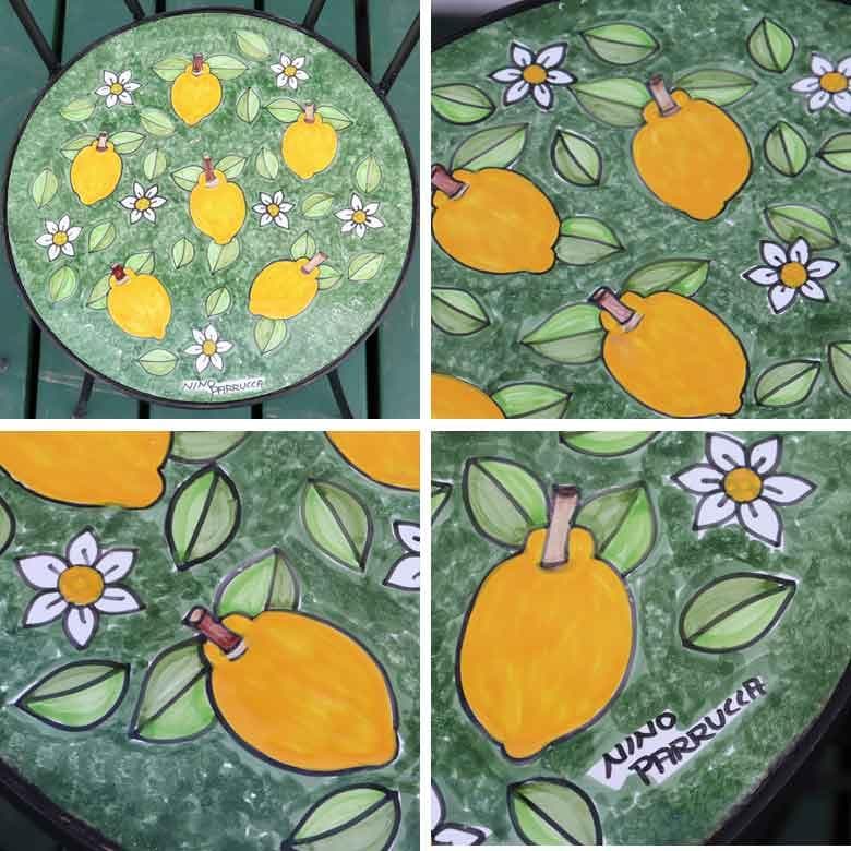 イタリア テーブルセット レモン グリーン ガーデン 3点セット 39cm