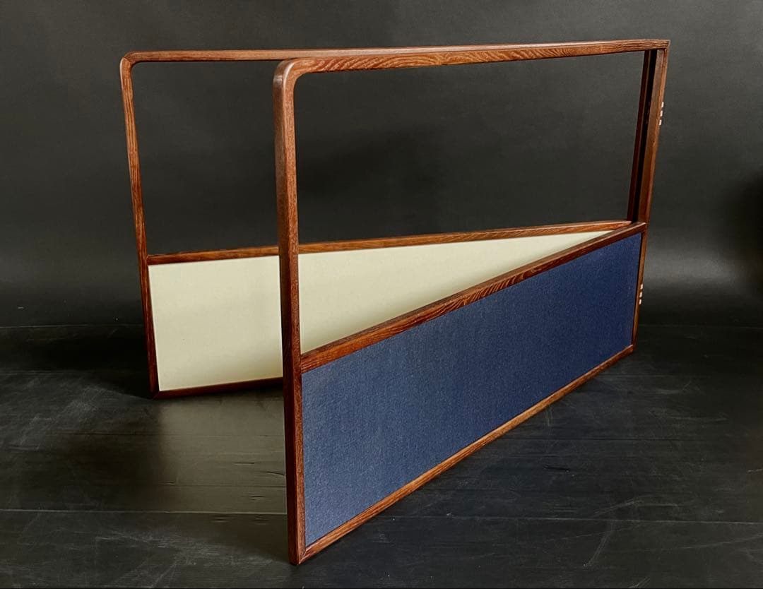 割引❗️「祖」 紺地 鳥の子 両面使い 桑縁 上透かし 風炉先屏風（121⑤）