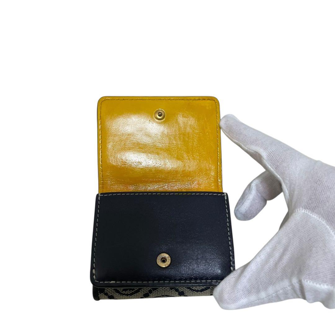 ⭐️美品 ⭐️トリーバーチ 三つ折り財布 ネイビー イエロー レザー キャンバス