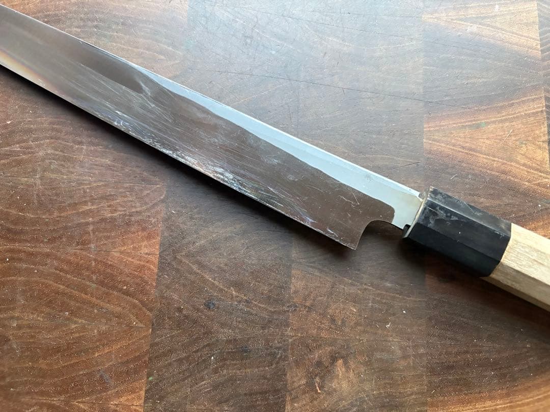 堺打刃物　柳刃　霞　270mm 9寸　包丁　白鋼　和包丁　八角朴柄