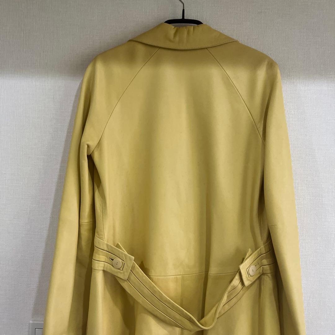 LOEWEロエベレザーコート36イエロー黄色シミあり