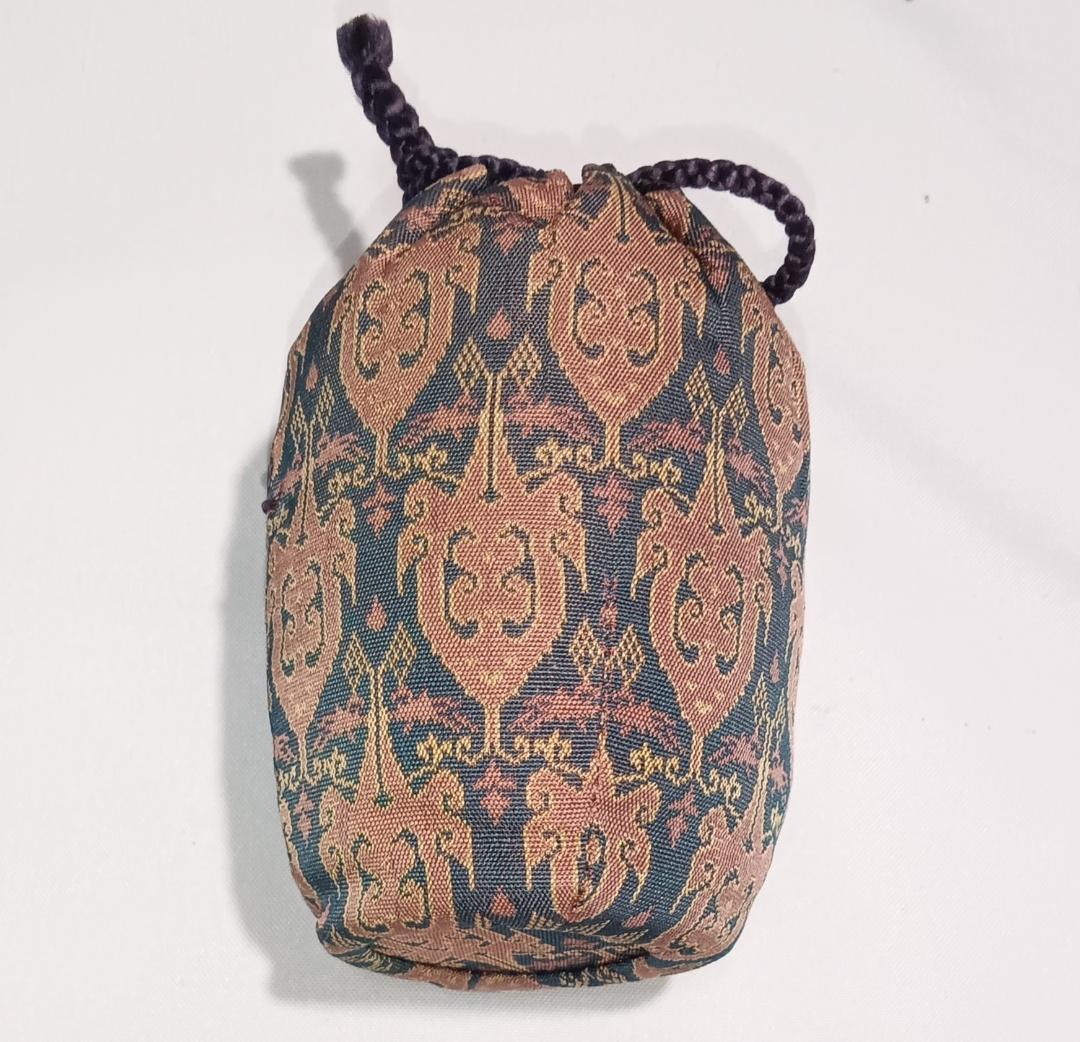 茶道具　京都洛東　桶谷定一作　肩衝茶入　帯鈎文錦仕覆付き　美品！！