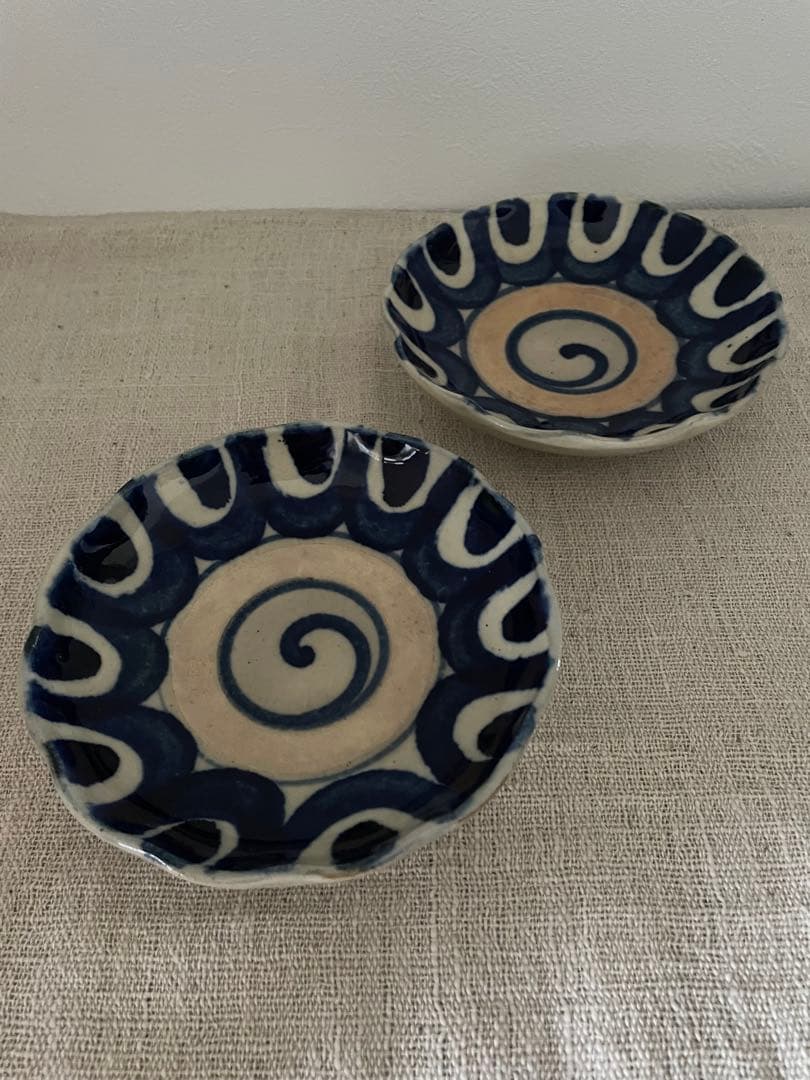 沖縄　大嶺實清　古作　染付輪花皿