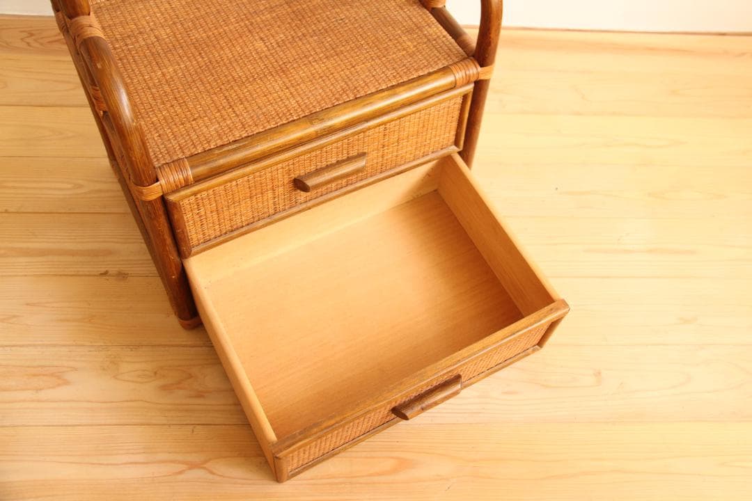 ラタン　籐　収納棚　ラック　アーチ型　ラタン家具　ビンテージ　レトロ