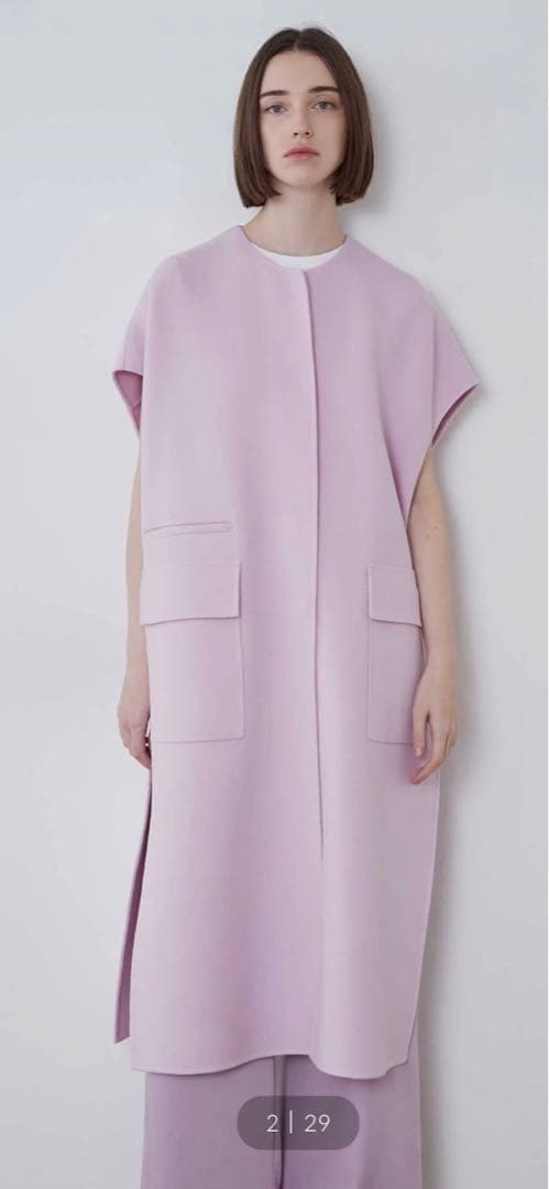 【LE Phile ルフィル】ウールリバージレ ピンク ベスト コート