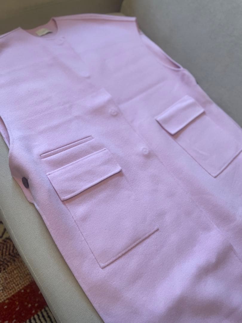 【LE Phile ルフィル】ウールリバージレ ピンク ベスト コート