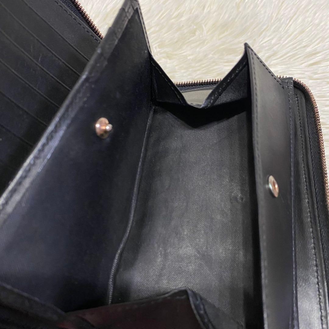 【美品✨】ITTI レザー 二つ折り財布 ラウンドファスナー 大容量 黒