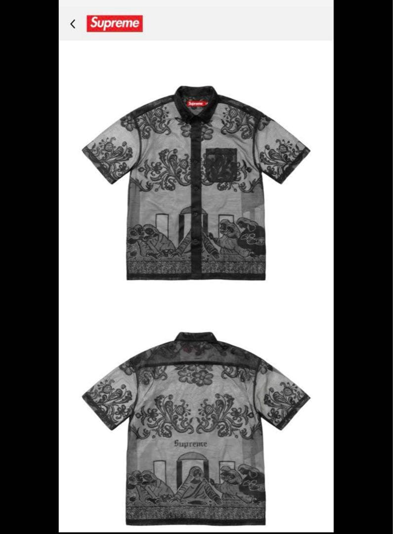 Supreme メッシュ 半袖シャツ ブラック　最後の晩餐　アート　美術　レア