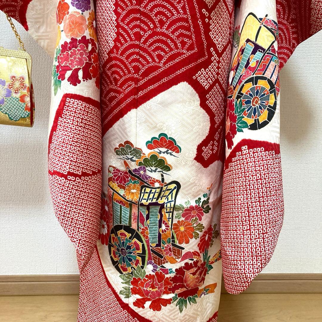 七五三　正絹　絞り　着物セット　7歳