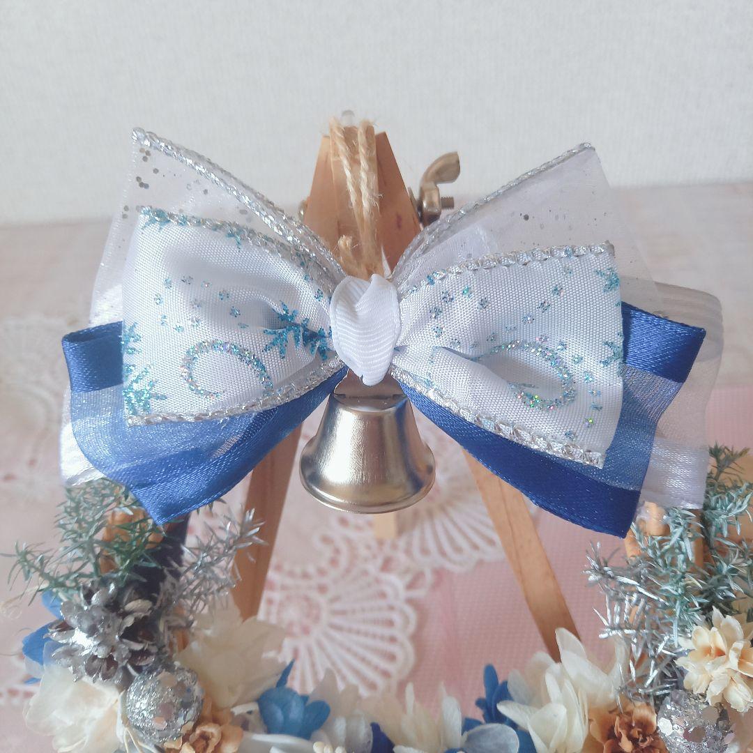 No162 ロイヤルブルー＆ホワイト❄︎.*大人のクリスマスリース☃︎*.‎