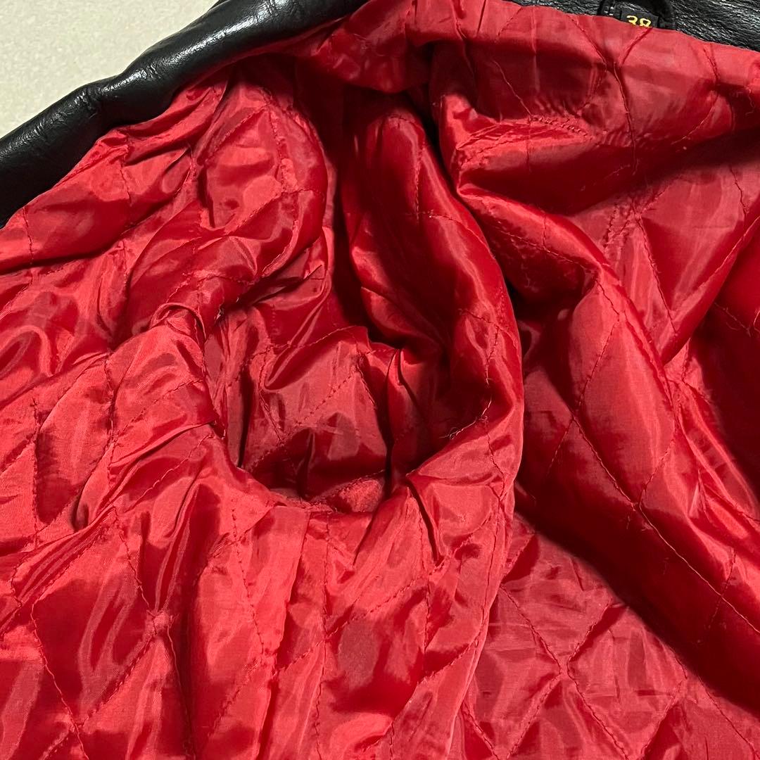 ダブルライダース　レザー　ブラック　短丈　ウエストアジャスター付き Mサイズ