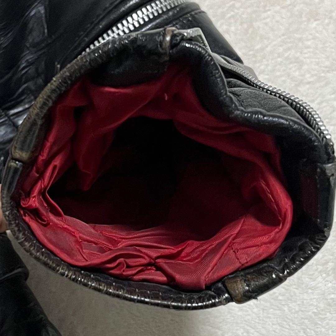 ダブルライダース　レザー　ブラック　短丈　ウエストアジャスター付き Mサイズ