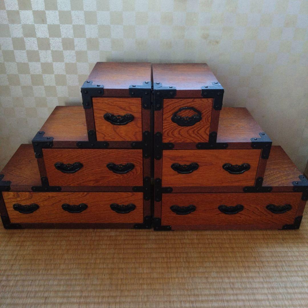 レトロ家具　階段小物入れ右左セット。　盛岡N型