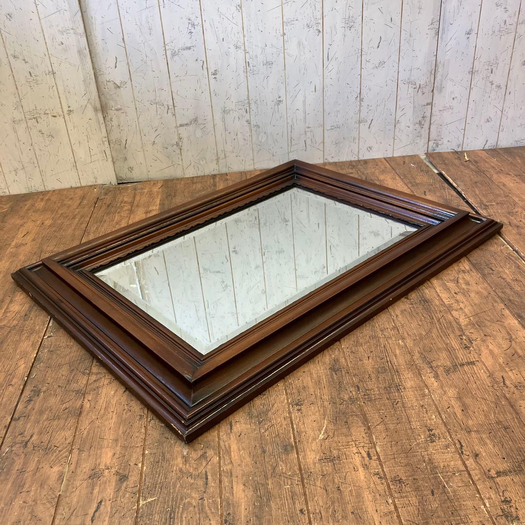 アンティーク 木製 ウッドフレーム 壁掛けミラー ウォールミラー 姿見 鏡