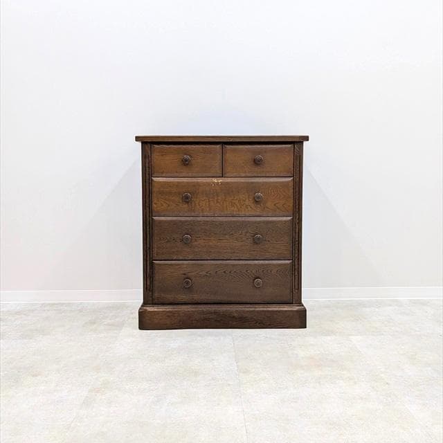 北海道旭川オーク無垢材5ドロワーチェスト