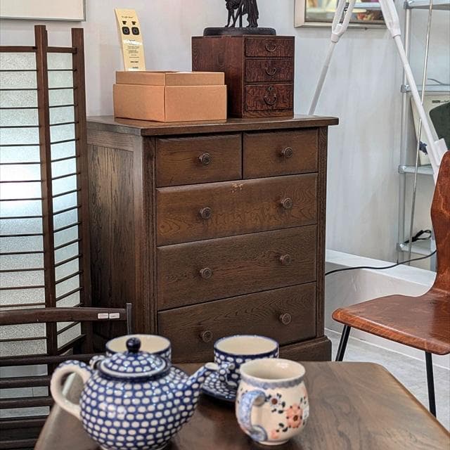 北海道旭川オーク無垢材5ドロワーチェスト