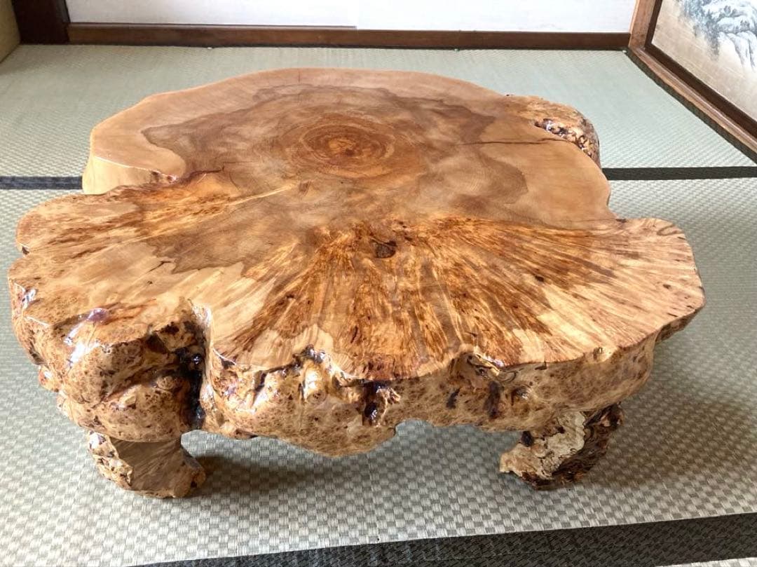 北海道産　天然木　極厚　一枚板　瘤　テーブル