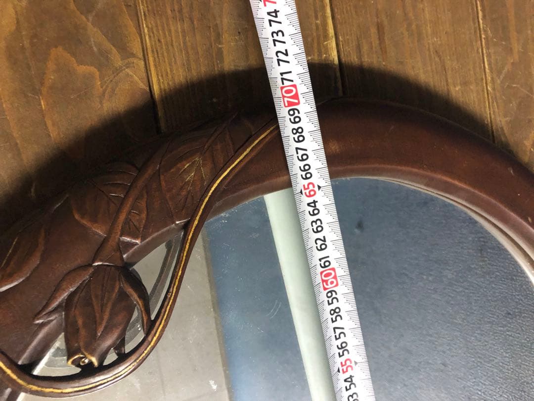 A 壁掛けミラー　壁掛けインテリア　木彫り　アンティーク調　ヴィンテージ　ロココ