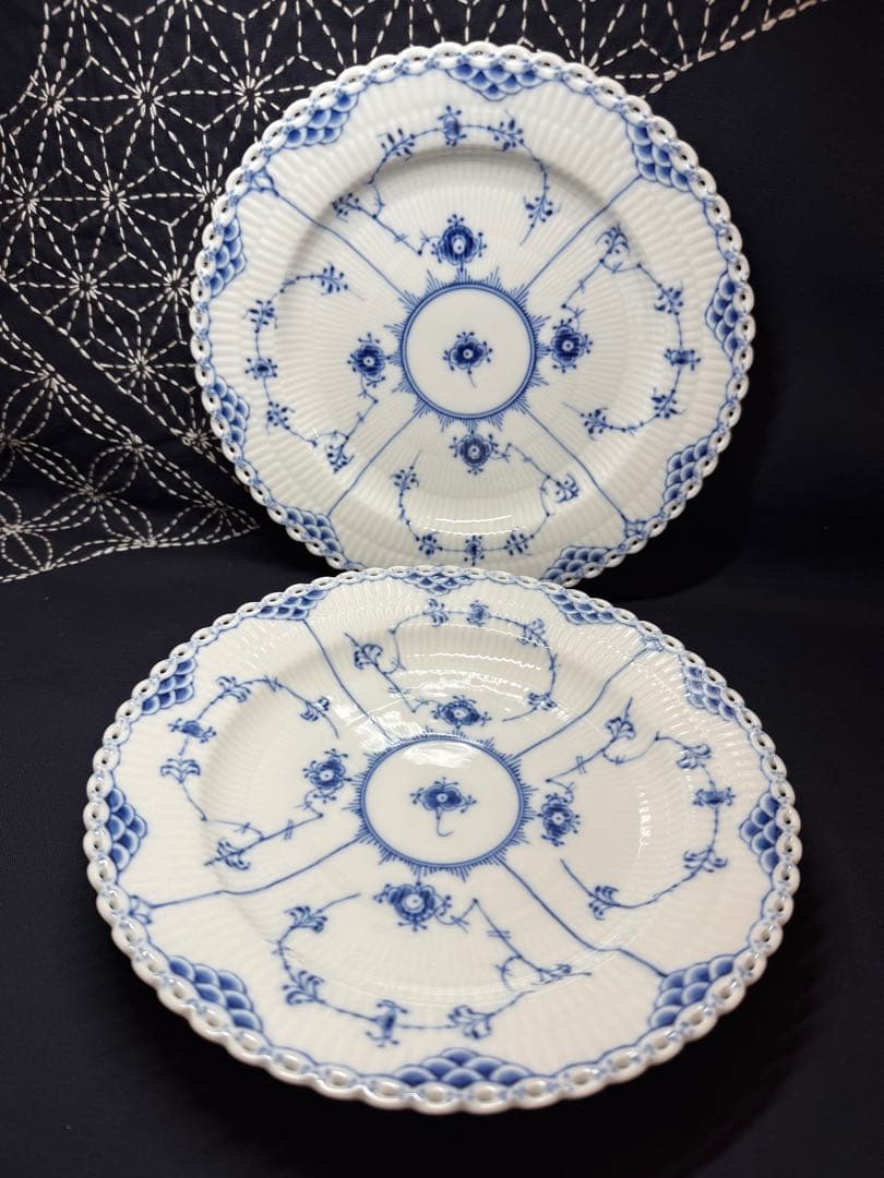 ロイヤルコペンハーゲン ブルーフルーテッド プレート フルレース 25cm 2枚