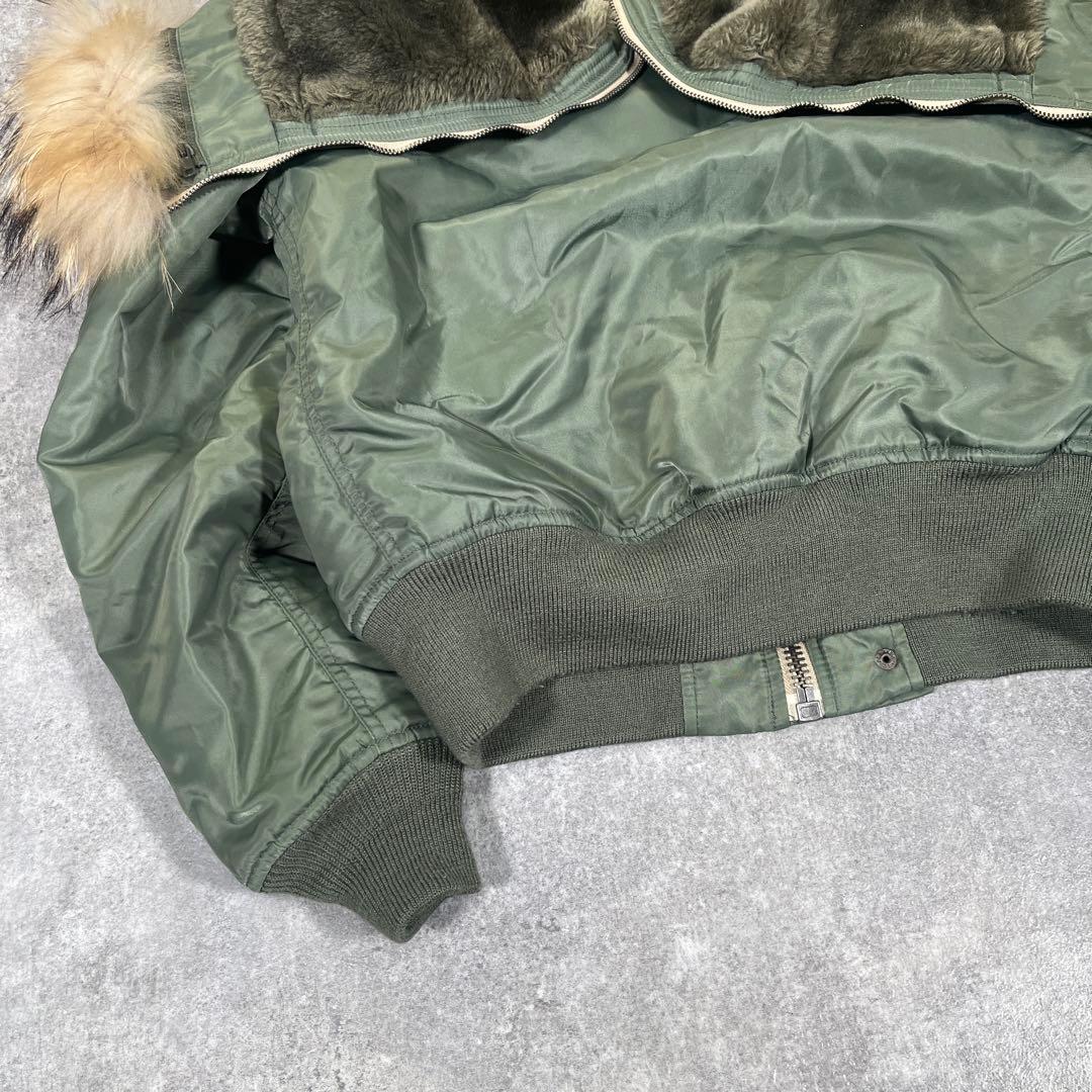 ◆AVIREX フライトジャケット　N-2B M リアルファー　オリーブ　短丈