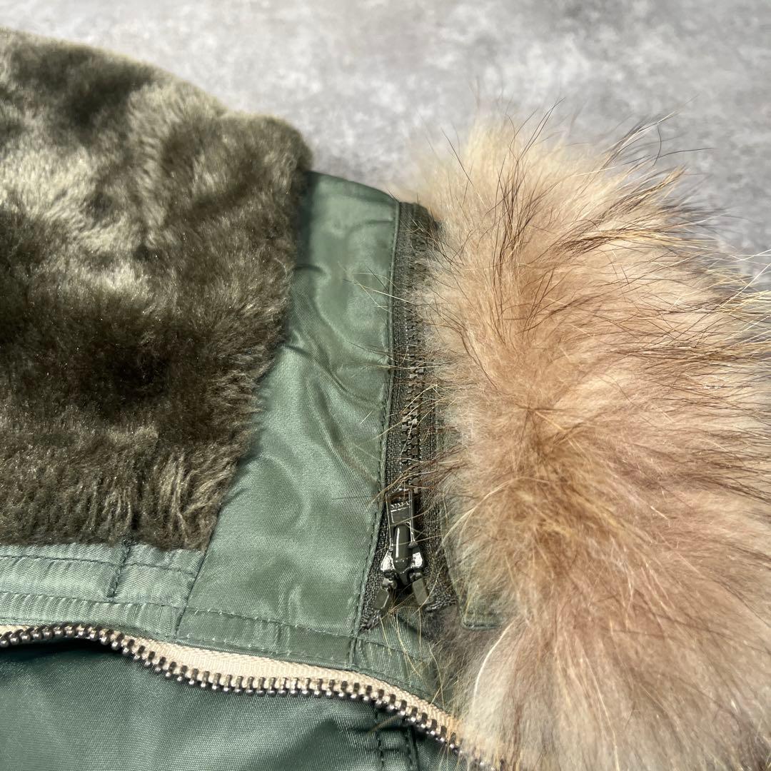 ◆AVIREX フライトジャケット　N-2B M リアルファー　オリーブ　短丈