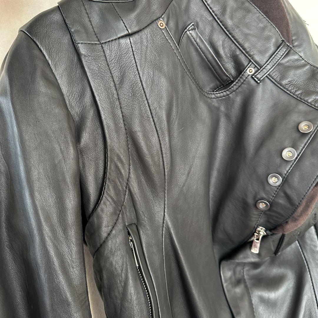 bajraバジュラ 変形羊レザージャケットモード 美シルエットサイズ1ブラック