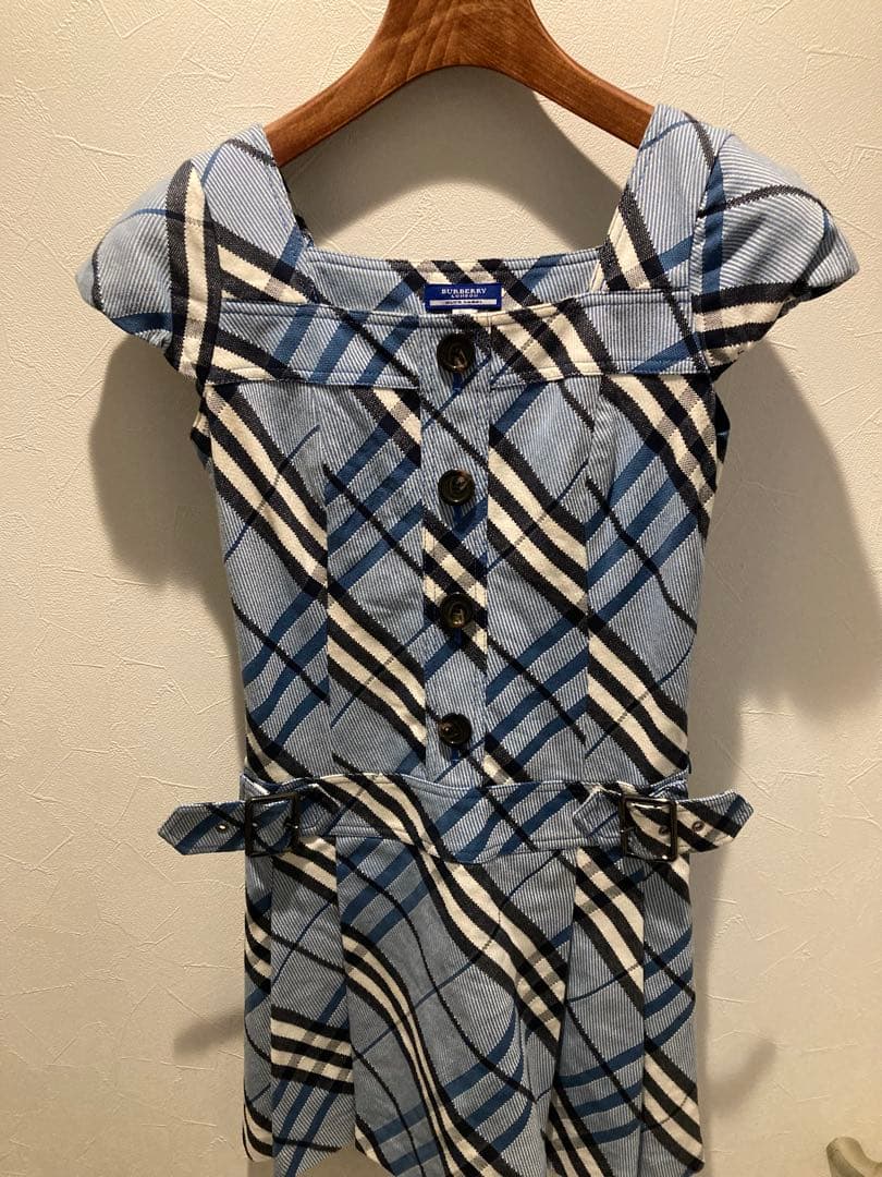BURBERRY BLUE LABEL チェック柄ワンピース 36ブルーネイビー