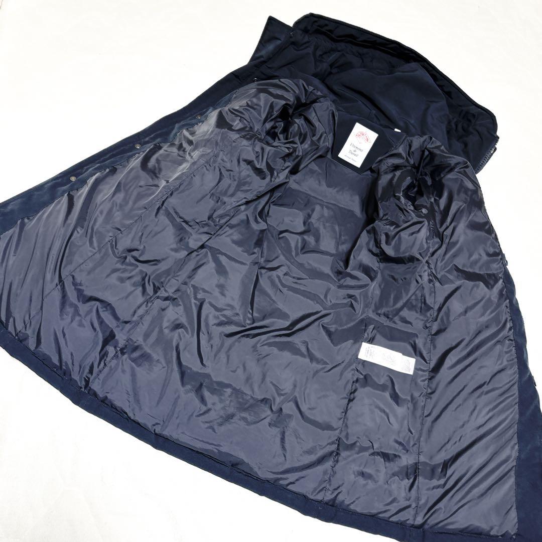 美品✨ ダントン ダウンジャケット コート フード リブ M 紺 ミドル丈