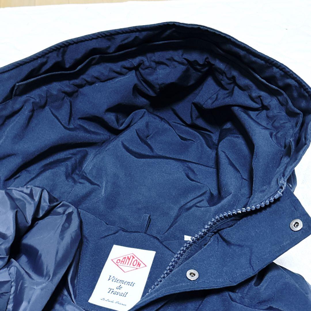 美品✨ ダントン ダウンジャケット コート フード リブ M 紺 ミドル丈