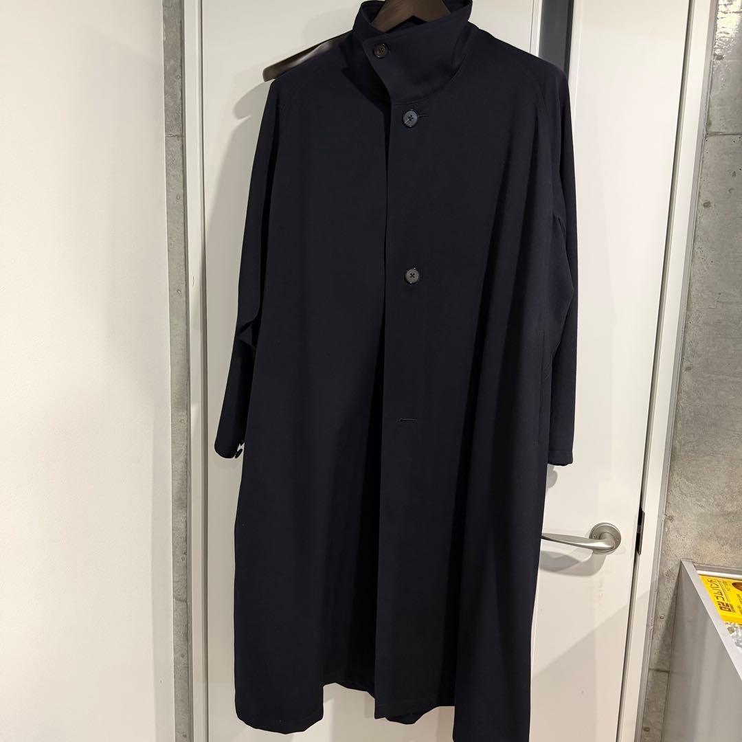 CABaN ウールギャバジン スタンドカラーコート ネイビー S